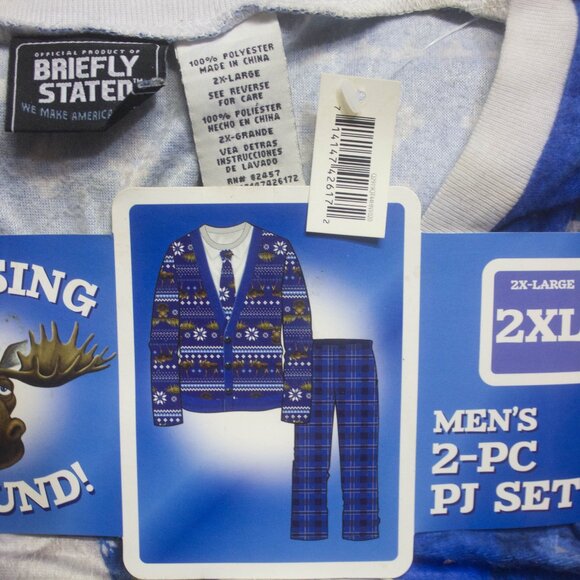 New With Tag Briefly Stated Just Moosing Around Men's 2 Piece PJ Set 2XL - Picture 2 of 5